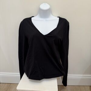 Abercrombie & Fitch Black Long Sleeve V-Neck Soft AF Collection Top